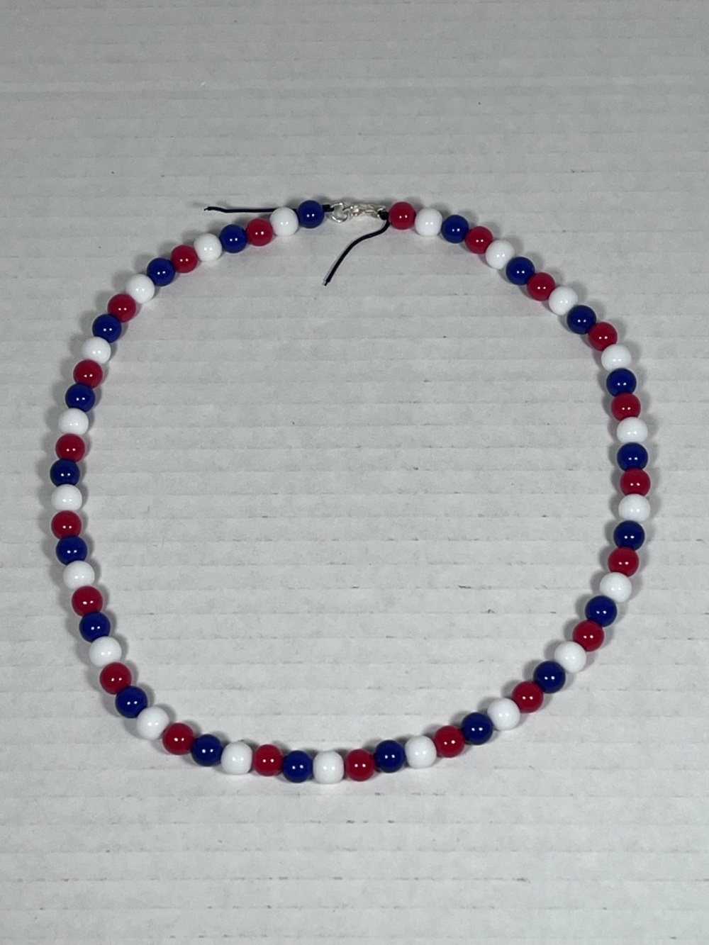 Red White and Blue Acrylic Bead Necklace ~18.75 inches
